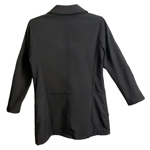 Gap Rain Coat SZ S Women's Black Lightweight Pockets Double Breasted - Picture 4 of 11